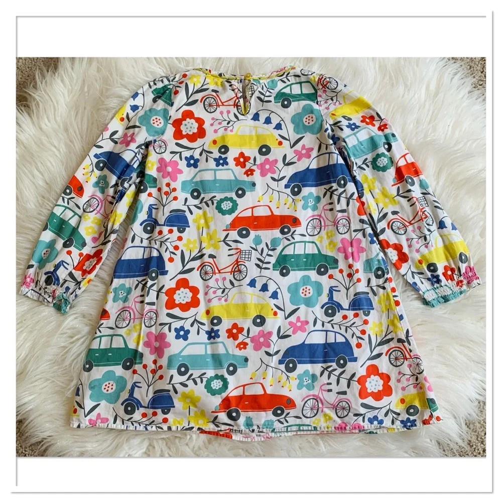 Mini Boden Cars And Florals Dress Multicolor Size 7-8Y